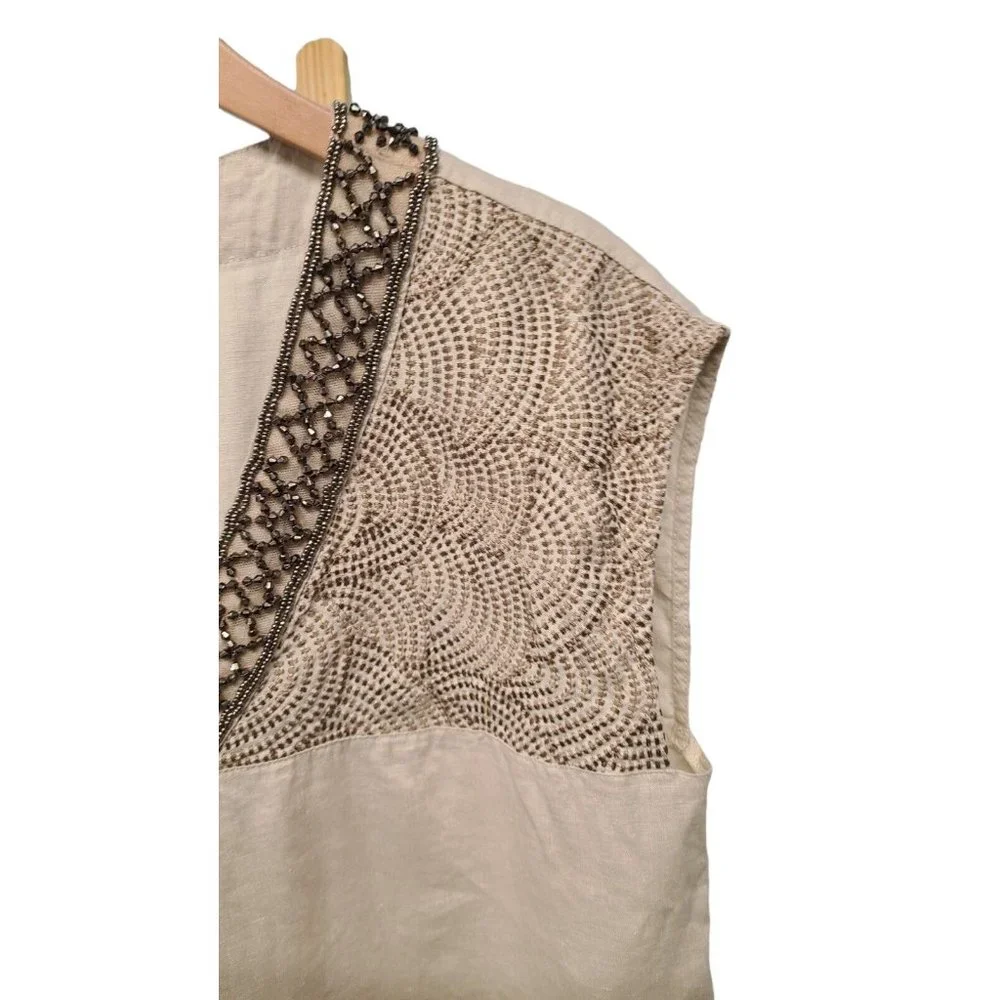 Peck & Peck Linen Tunic Womens Size Medium Sleeveless Embroidered Top - Picture 4 of 8